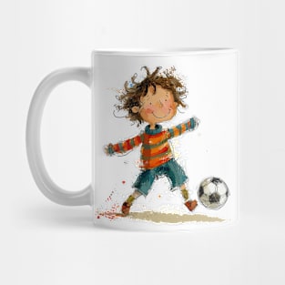 Little Boy Playing Soccer Mug